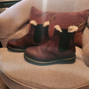 Dr. Martens Brown Ankle Boots with Faux Fur